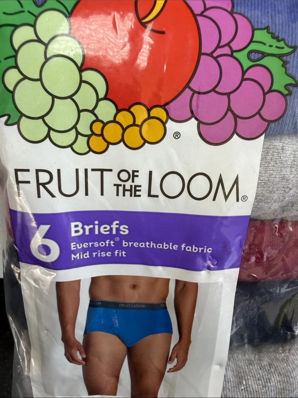 Fruit of the Loom Men's 6 Pack Briefs Moisture Wicking Mid-Rise Underwear 2XL